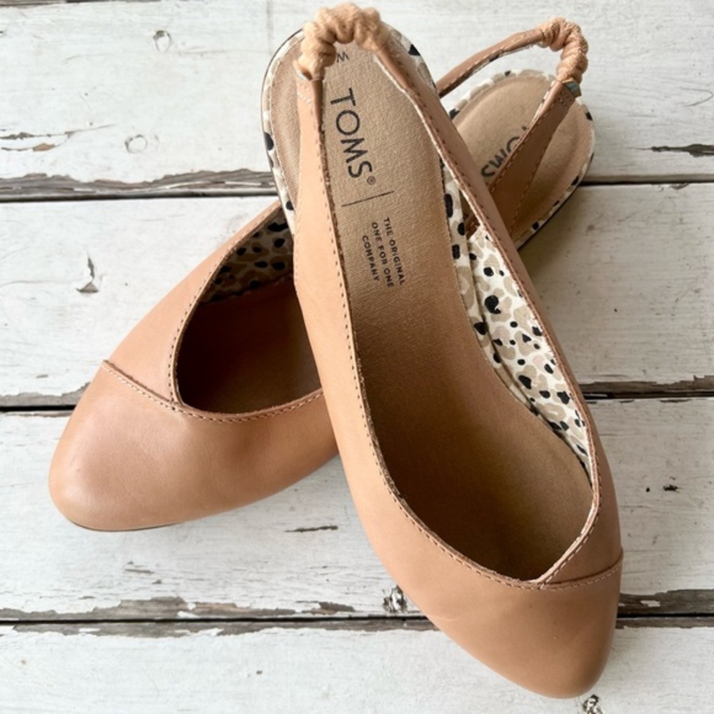 TOMS Julie Leather Slingback Light Weight Shoe 8.5